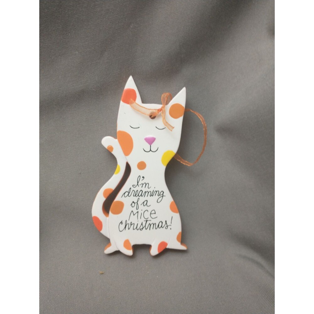 Adorable HALLMARK Calico Cat Ornament "I'm Dreaming of a Mice Christmas"